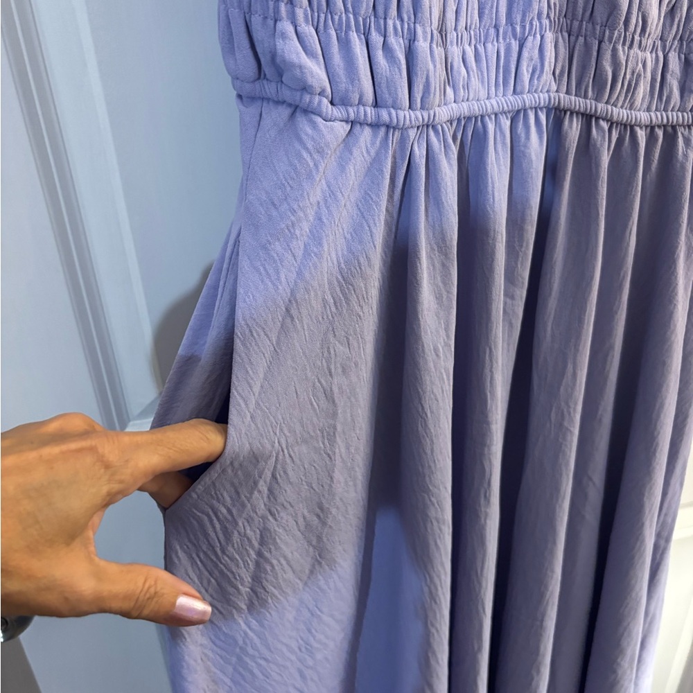 Melonie Lilac Cap-Sleeve Smocked-Waist Midi Fit to Flare Dress Sz 14 NWT - Picture 7 of 11